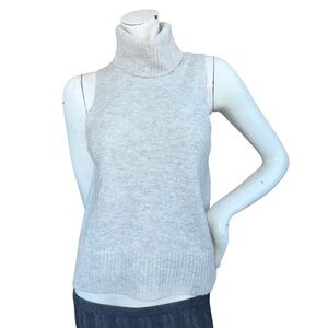 Madewell Light Gray Heathered Wool Blend Sleeveless Turtleneck Sweater Medium